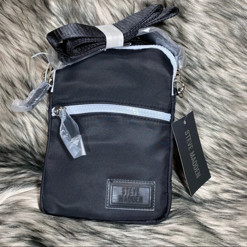 Black White Nylon Crossbody Bag Adjustable Bag